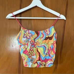 Hollister paisley print colorful crop tank top